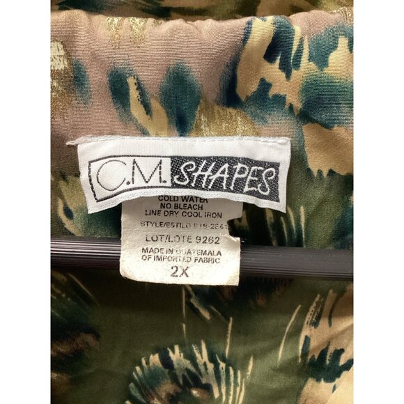C.M. Shapes Vintage Women’s Long Sleeve Abstract Jungle Shacket 2X - Picture 6 of 7
